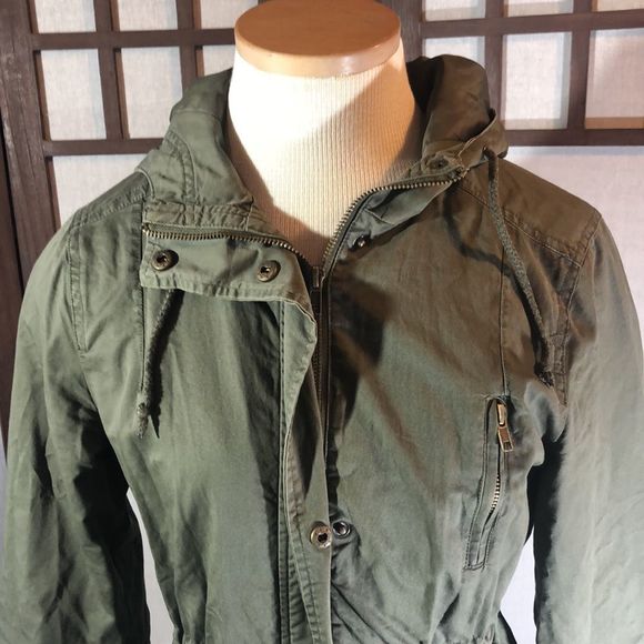 Ambiance Olive Green Jacket Size Med. /Army Style Olive Drab Green Cotton Outer - Picture 5 of 16